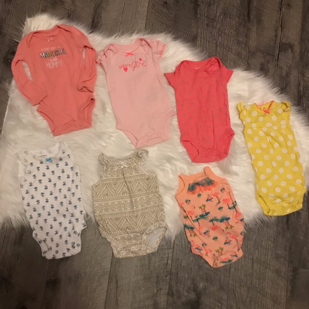 Bundle of newborn baby girl carters onesies